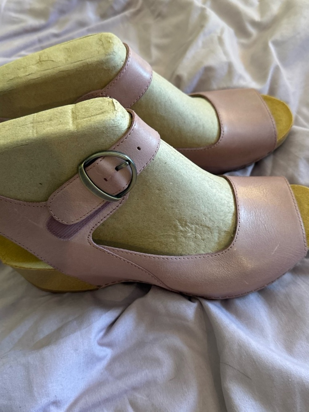 Dansko Mauve Leather Buckle Sandals